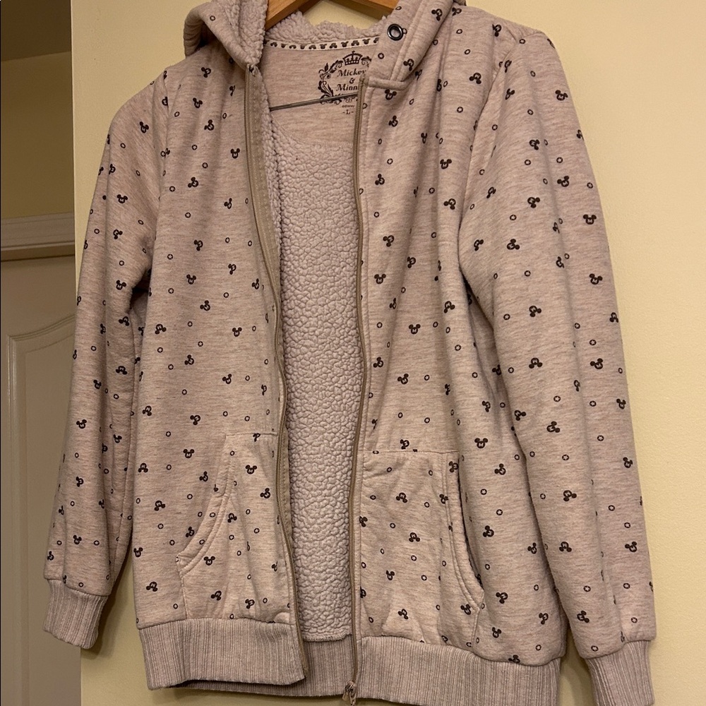 Disney Mickey and Minnie Cream Hoodie with Mickey Mouse Design
